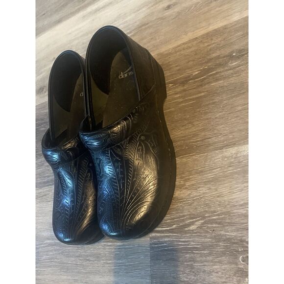 DANSKO Professional Silver/Black Floral Leather Clogs Size EU 42 US 9 - Picture 4 of 11